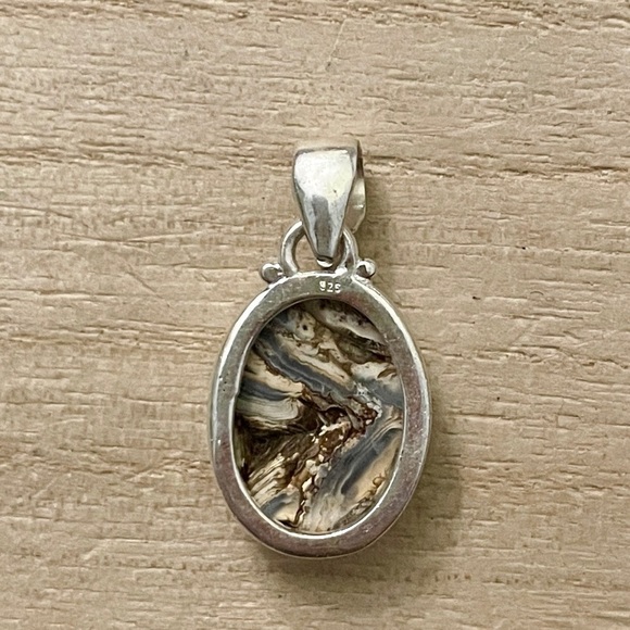 Natural Rosette Desert Druzy Sterling Silver 925 Pendant - Picture 4 of 4